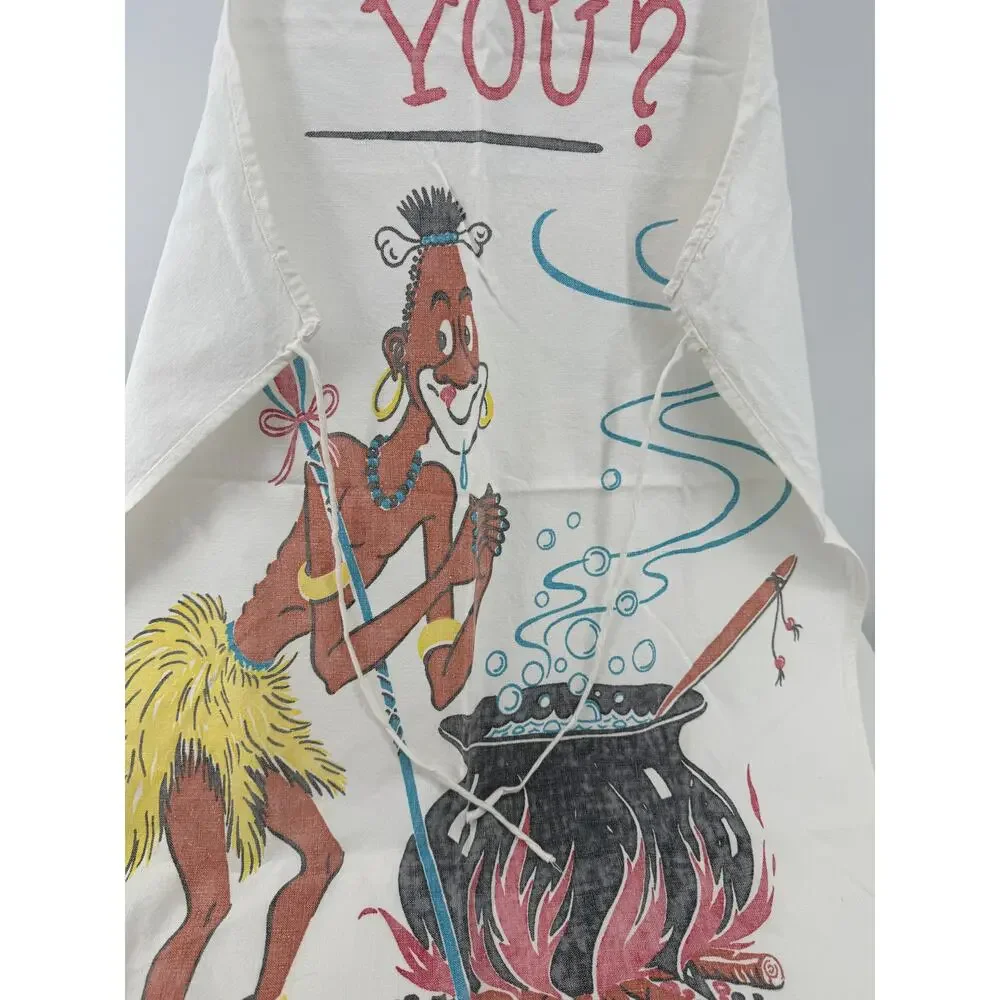 Vintage Vernon McQuiddy Art Novelty Kitchen Apron Mid Century Graphic